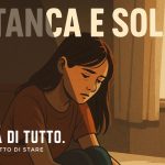 Donna stanca seduta da sola sul letto, in una stanza silenziosa